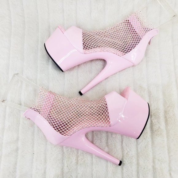 Baby Pink Stretch Rhinestone Mesh High Heel Platform Shoes 765 Adore RM - Picture 5 of 15
